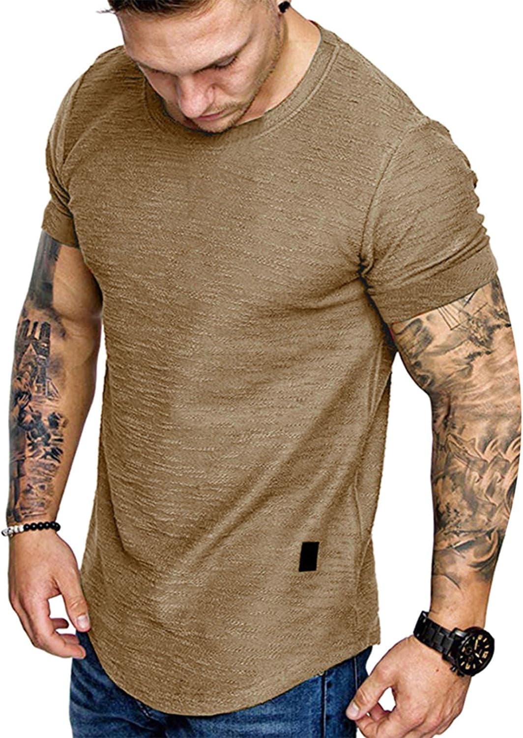 Fashion Mens T Shirt Muscle Gym Workout Athletic Shirt Cotton Tee Shirt Top