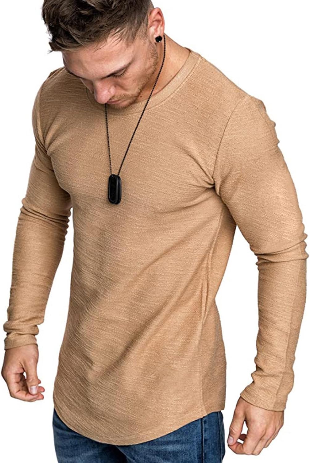 Fashion Mens T Shirt Muscle Gym Workout Athletic Shirt Cotton Tee Shirt Top