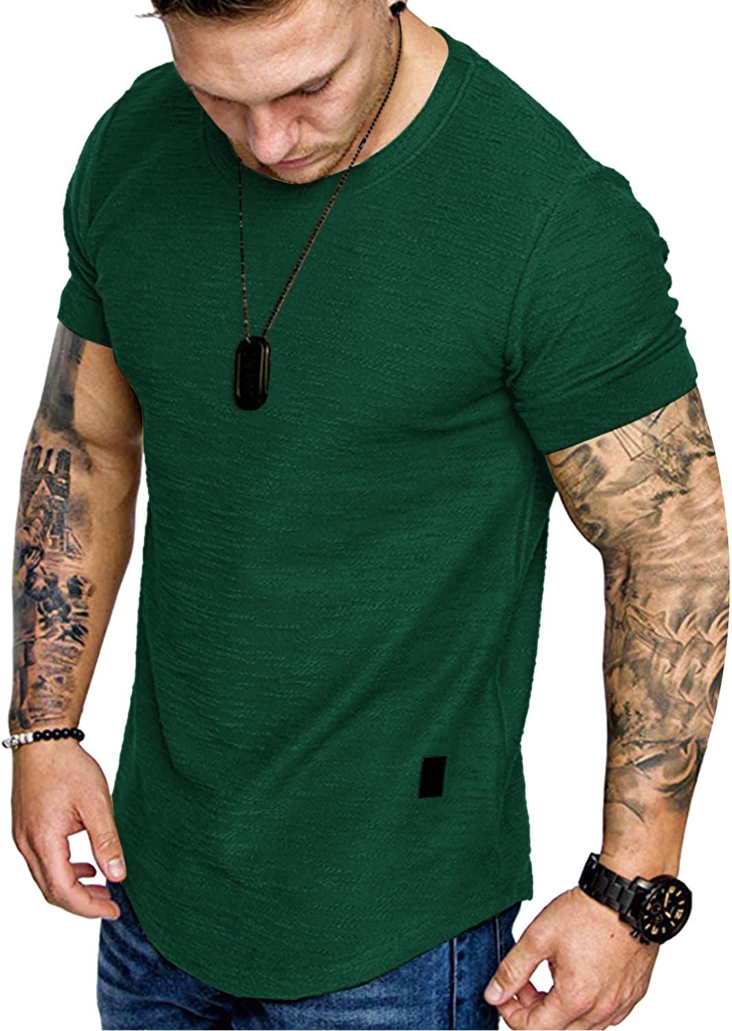 Fashion Mens T Shirt Muscle Gym Workout Athletic Shirt Cotton Tee Shirt Top